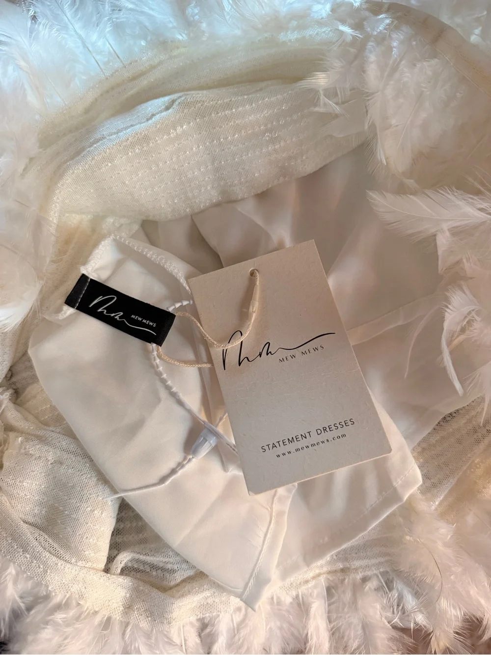Mew Mews White Fringe & Feather Mini Dress - Picture 9 of 9